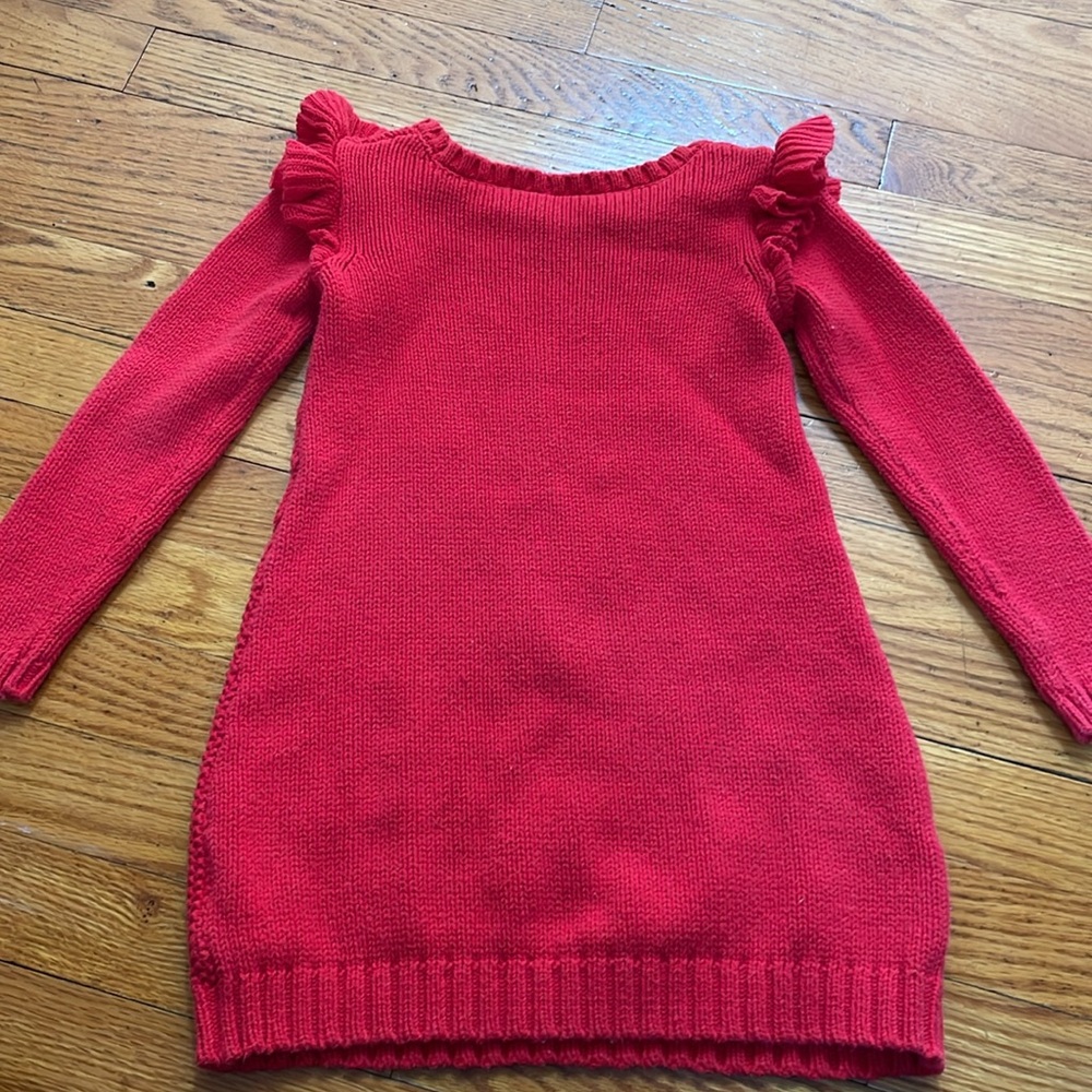 Red Cable Knit Sweater Dress - Picture 4 of 6